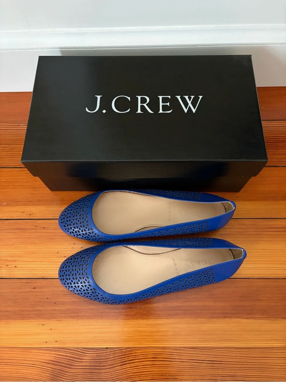 J.Crew Size 5 Blue Perf Leather Nora Ballet Flats